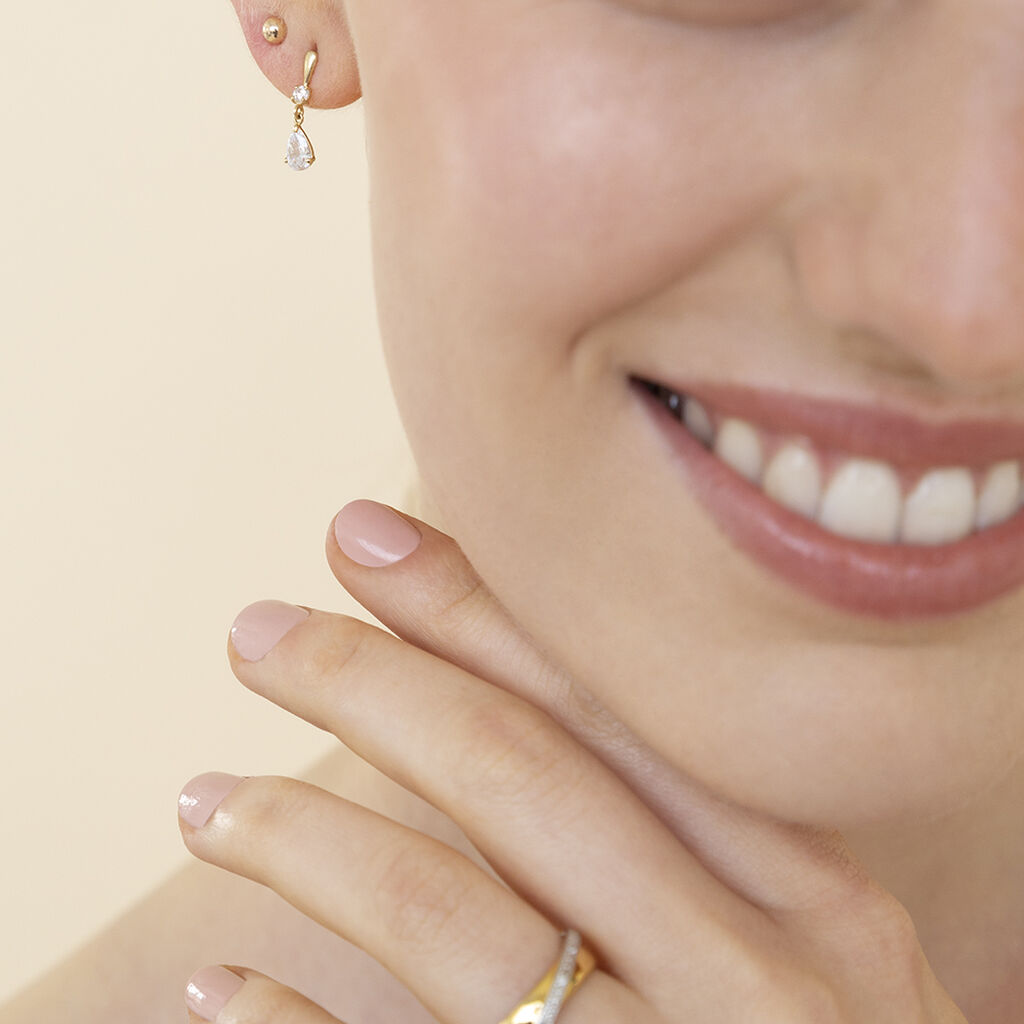 Damen Ohrringe Lang Gold 375 Zirkonia Tropfen Eusebe 2  - Ohrringe mit Stein Damen | OROVIVO