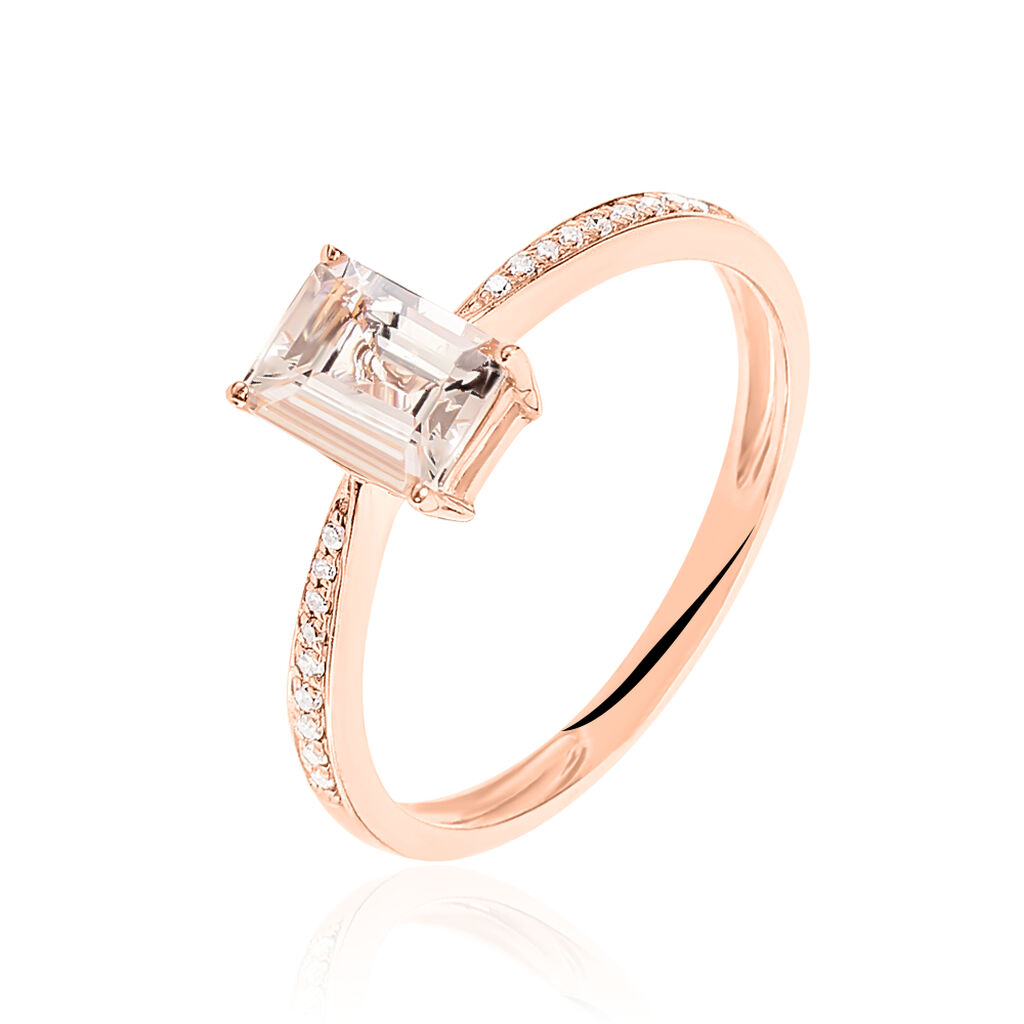 Bague Solitaire Cilly Or Rose Morganite Et Diamant - Spannringe Damen | OROVIVO