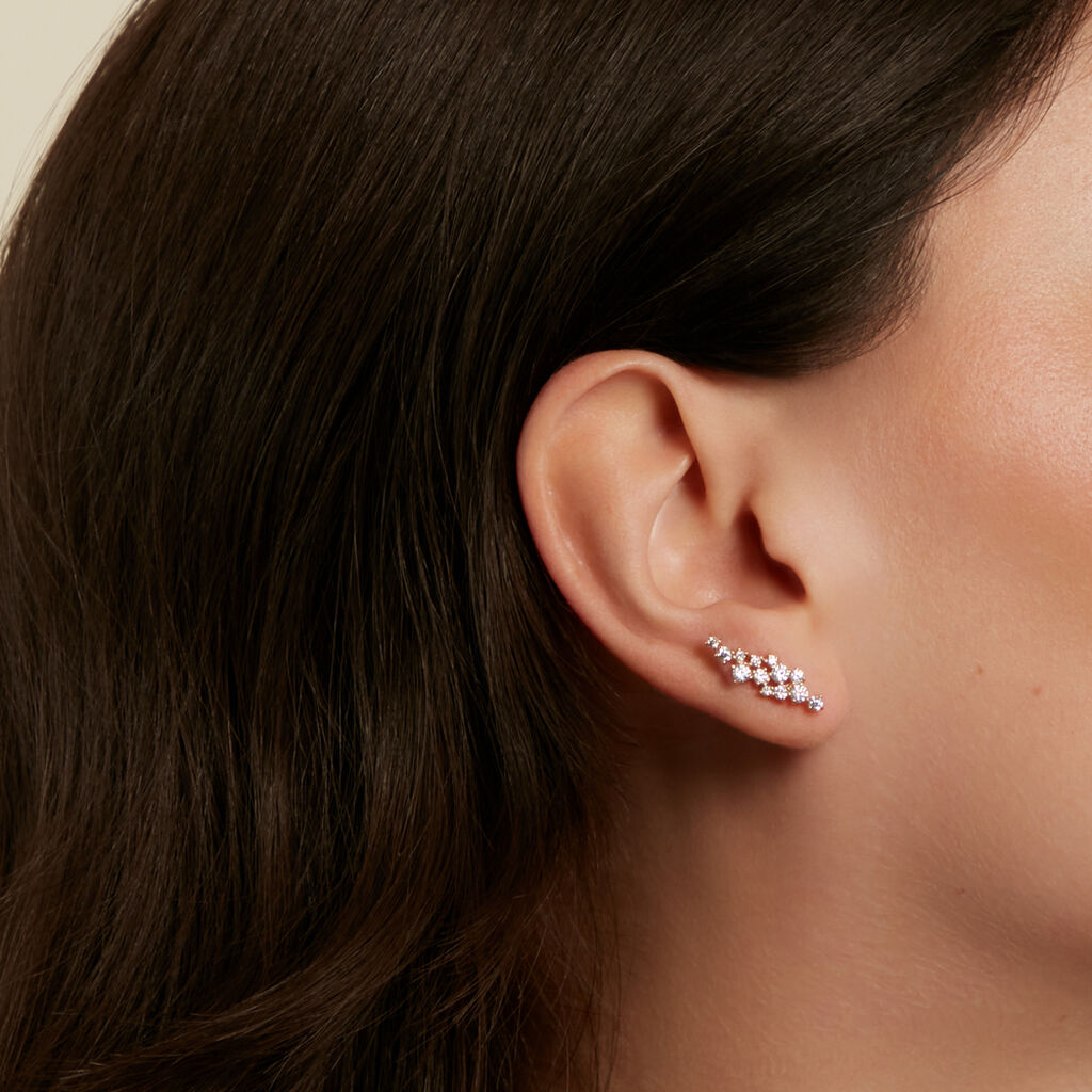 FABIANA Damen Ohrschmuck Vergoldet Zirkonia Wei&szlig;