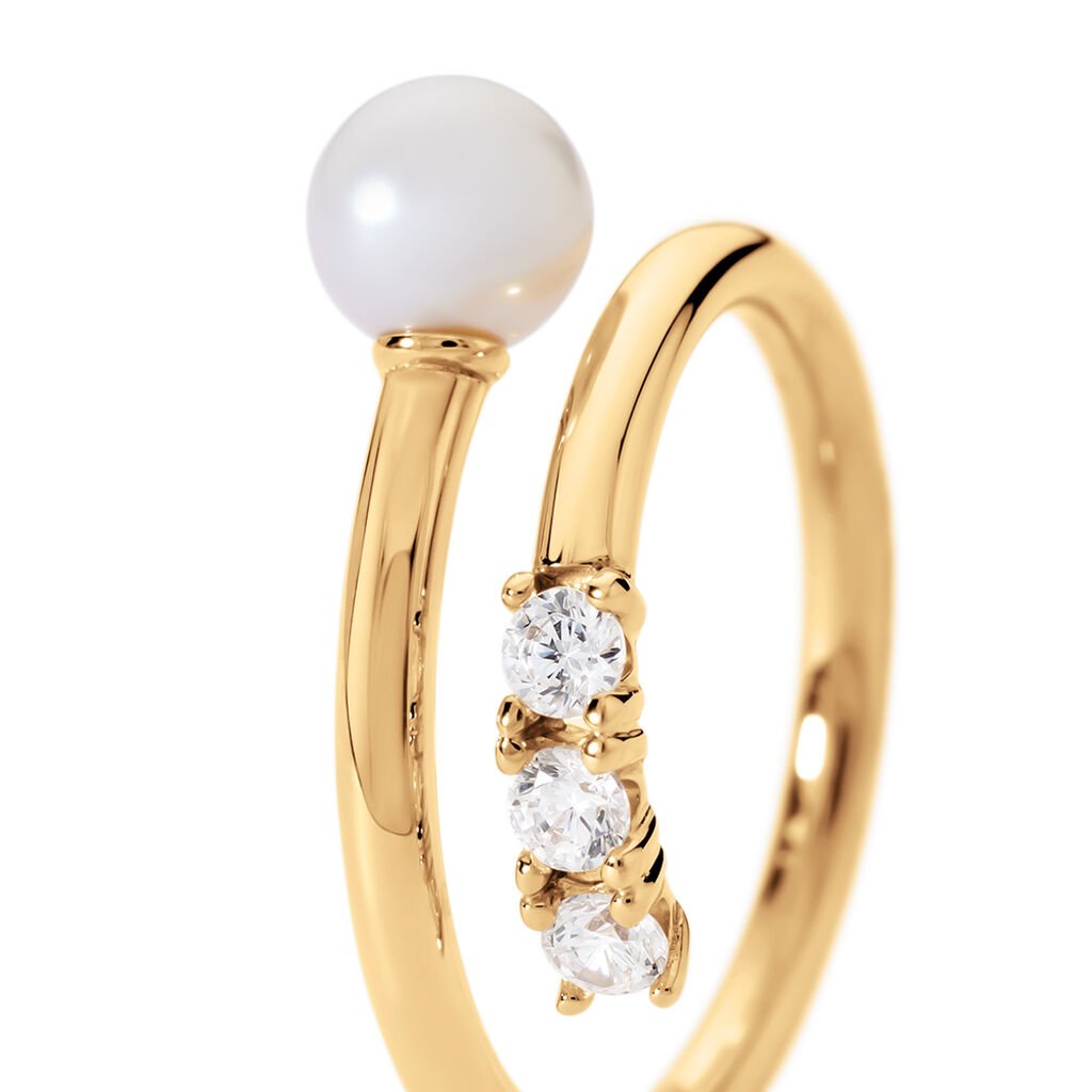 BRITA Damen Ring Gold 375 (9 Karat) Zuchtperle Wei&szlig; 0,23 ct