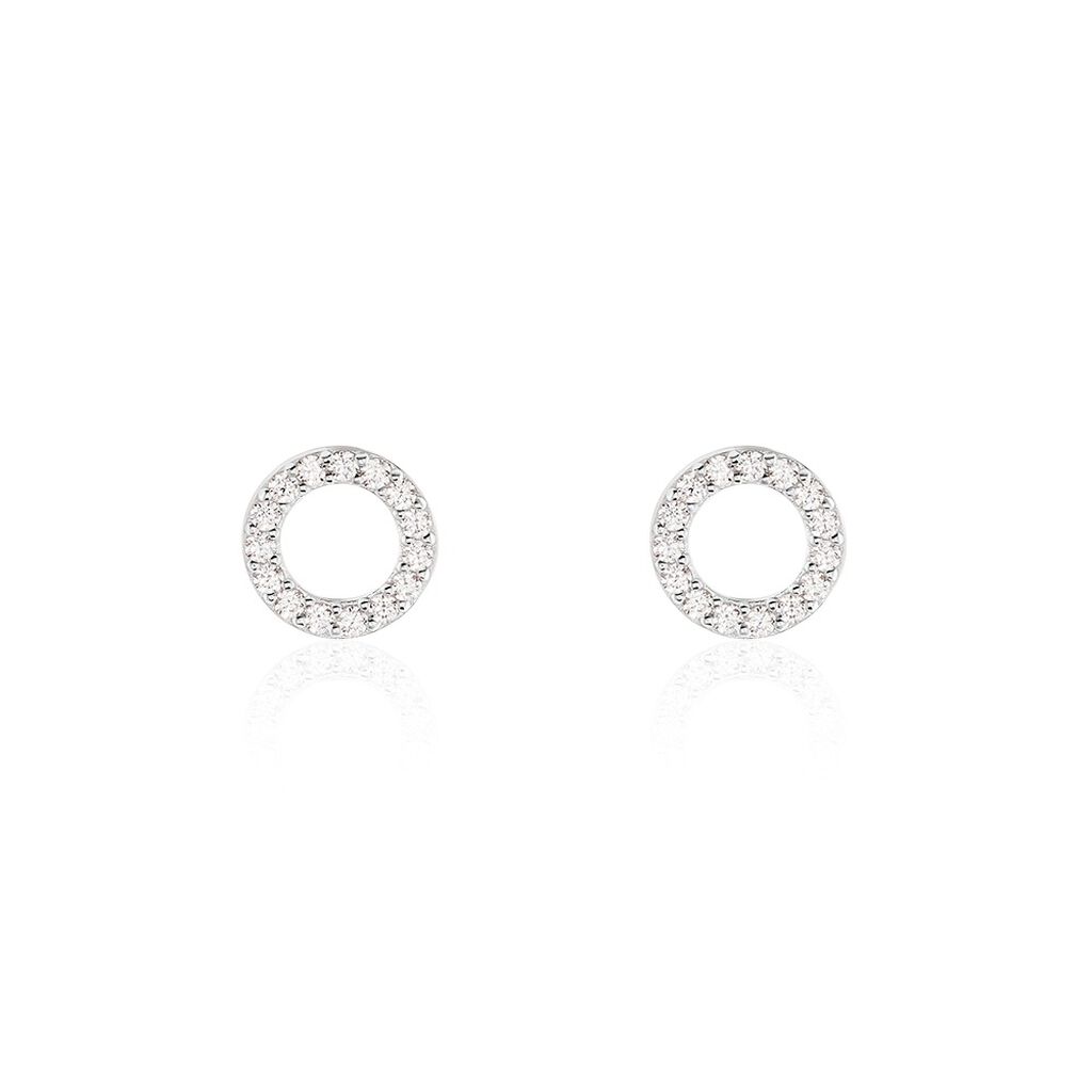 LILYANA Damen Ohrstecker Silber 925 Zirkonia Weiß 0,45 ct Kreis, Ohrstecker mit Stein