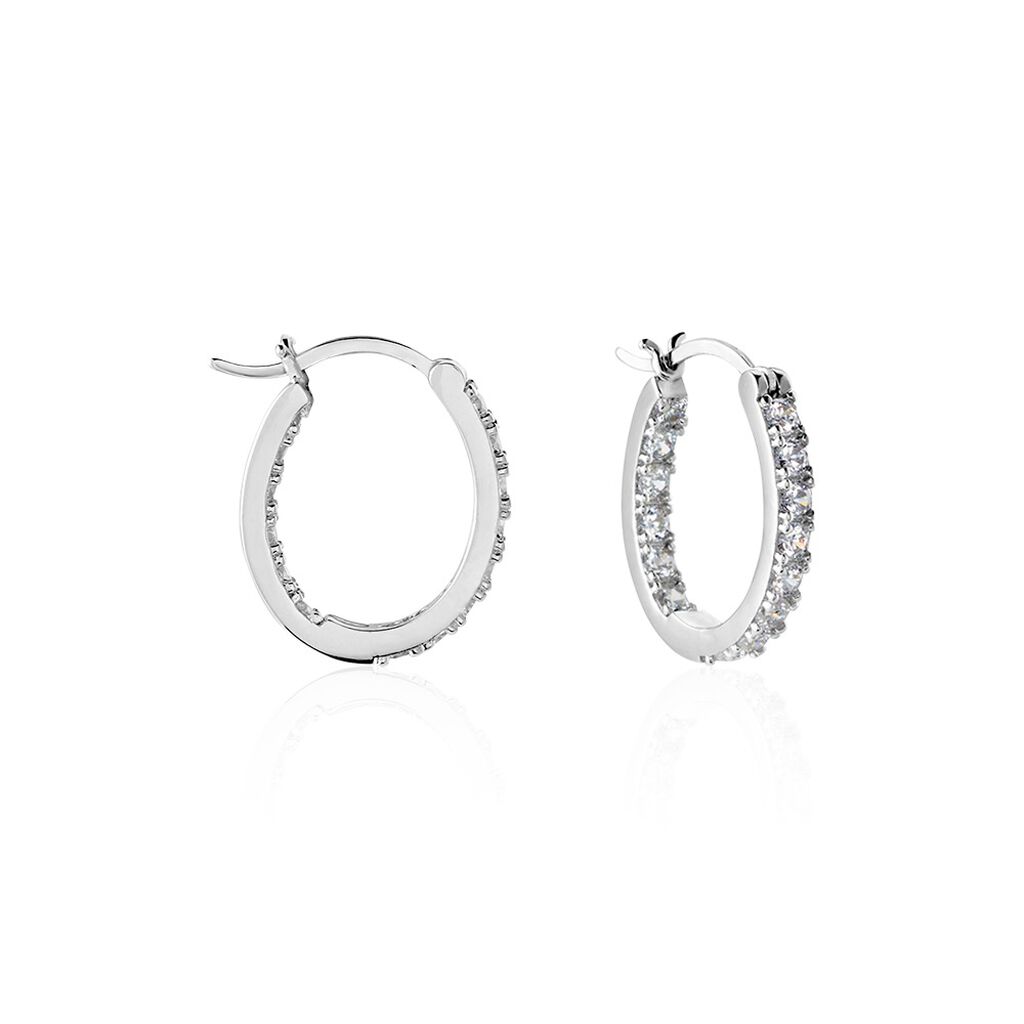 Damen Creolen Silber Silber 925 Zirkonia 17,00mm  - Creolen Damen | OROVIVO