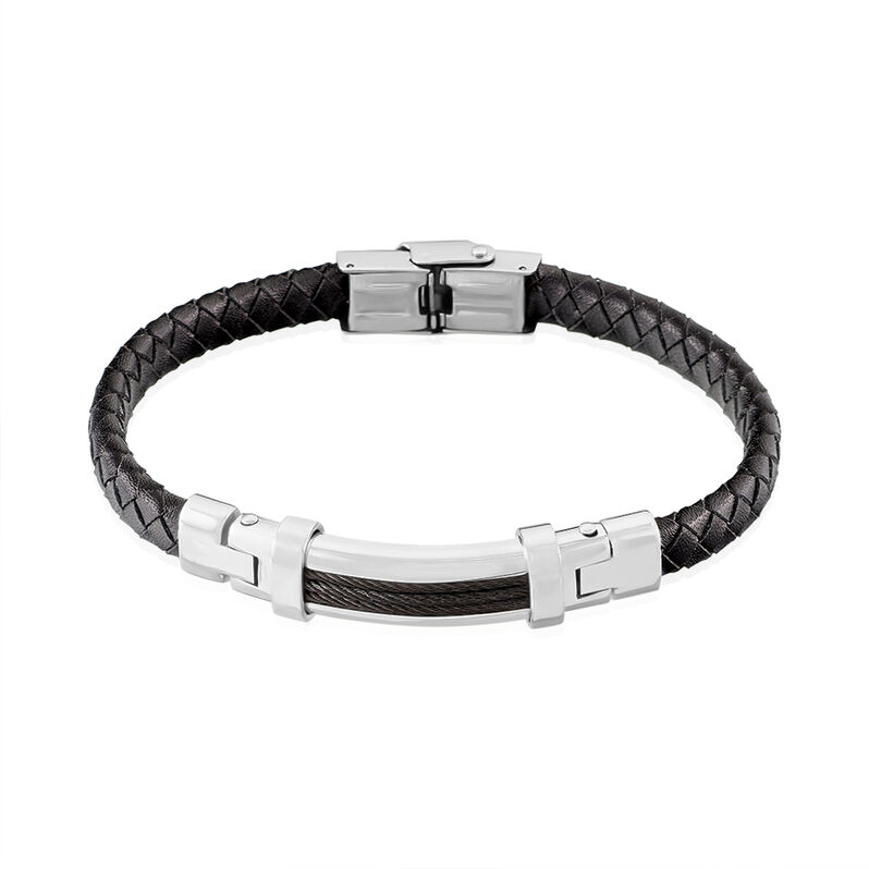 Herren Lederarmband Edelstahl Schwarz - Armbänder Herren | OROVIVO
