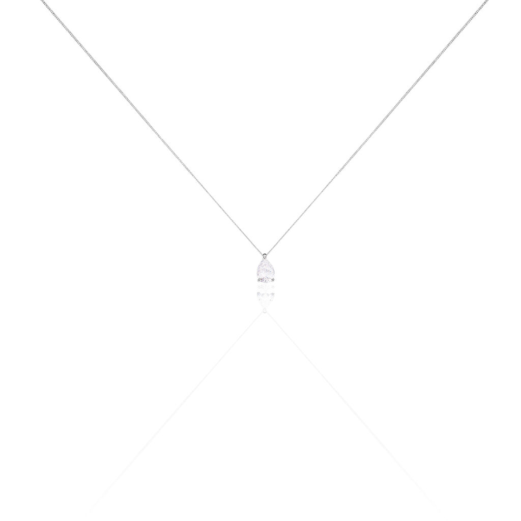 Thumbnail - Damen Collier Weißgold 375 (9 Karat) Zirkonia Weiß 1,2 ct Tropfen, Collier mit Stein