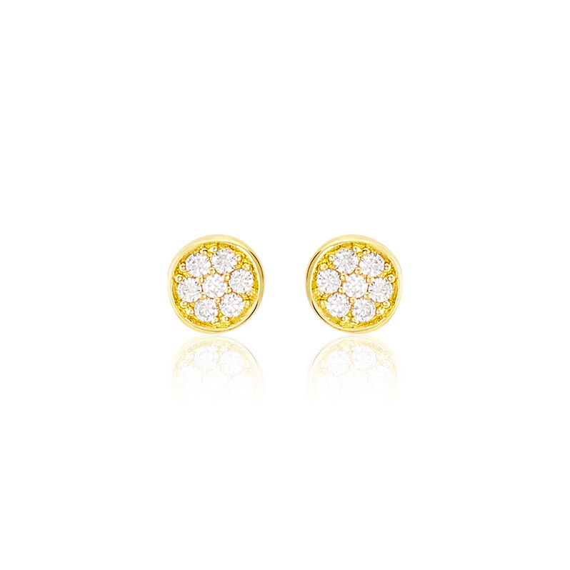 PASTILLE Damen Ohrstecker Gold 375 (9 Karat) Zirkonia Wei&szlig; Kreis - Ohrstecker Damen | OROVIVO