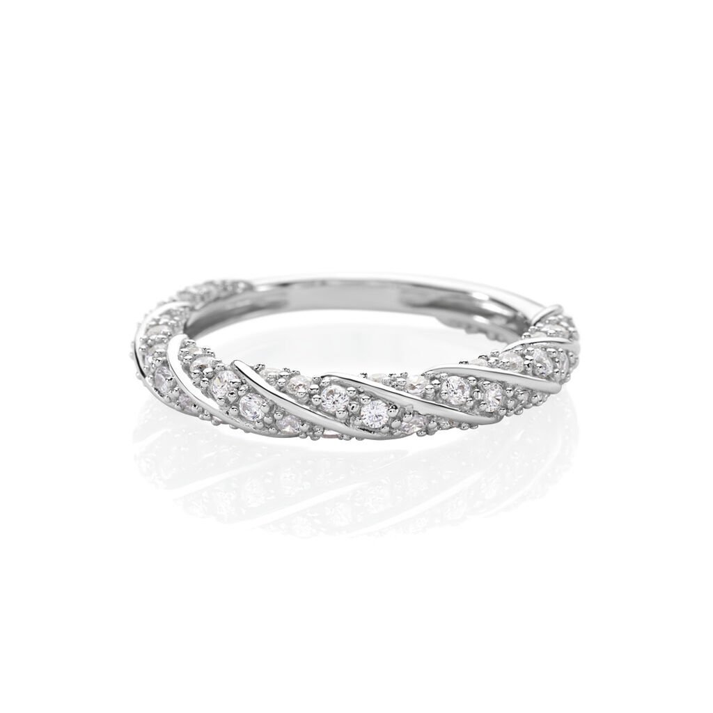 AMARA Damen Ring Silber 925 Andere Steine Wei&szlig; Spirale