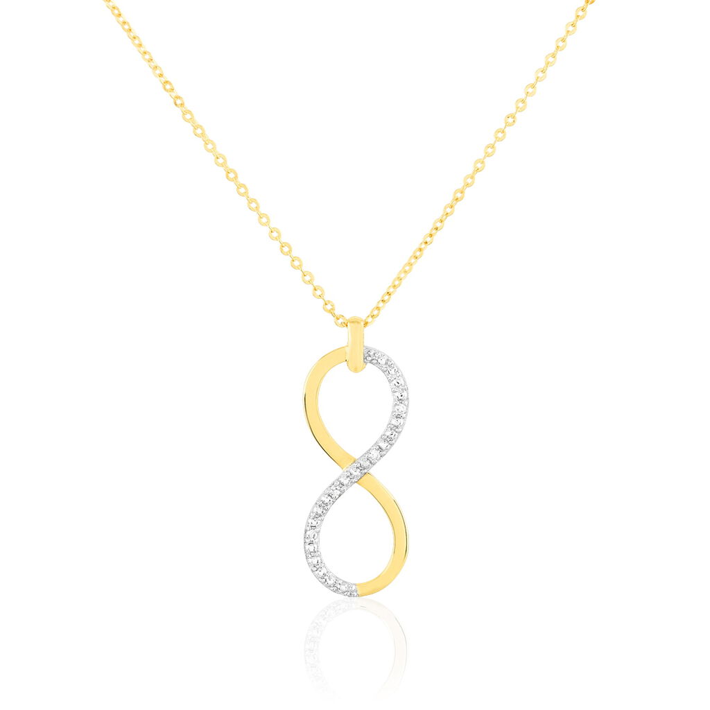 Damen Halskette Gold 375 Diamanten 0,012ct Infinity