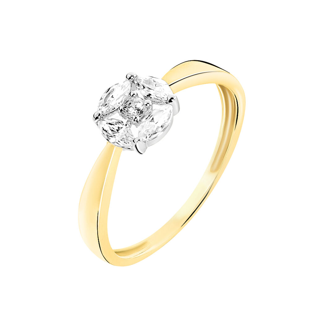 Bague Solitaire Maurena Or Jaune Oxyde De Zirconium - Spannringe Damen | OROVIVO