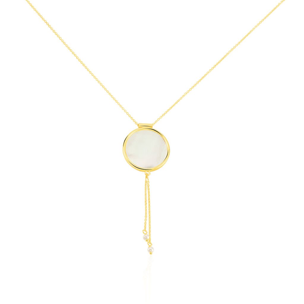 LIA Damen Collier Gold 375 (9 Karat) Perlmutt Perlmutt Kreis, Collier mit Stein