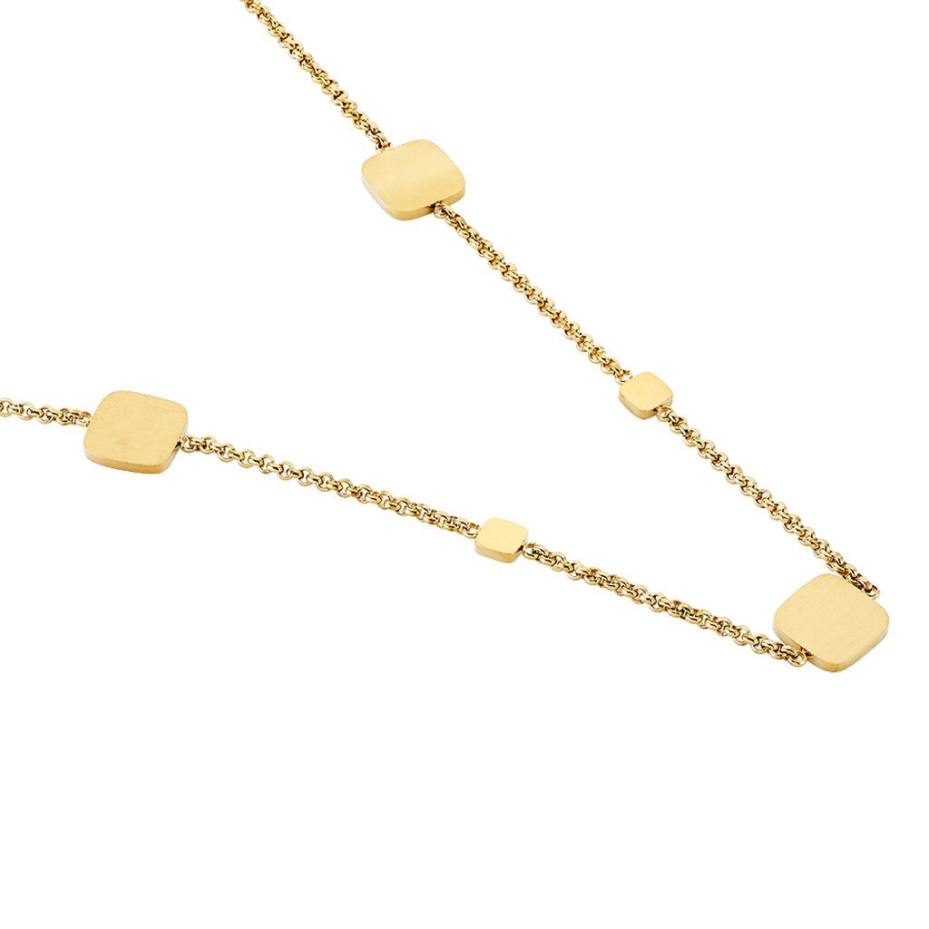 ULI Damen Collier Edelstahl vergoldet Viereck