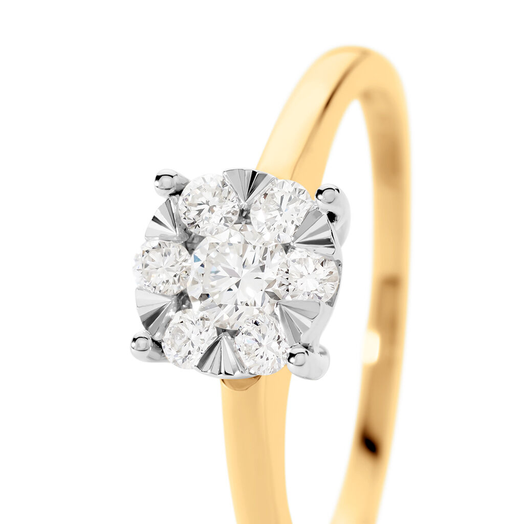 PETALI Damen Ring Gold 585 (14 Karat) Diamant Wei&szlig; 0,11 ct Kreis