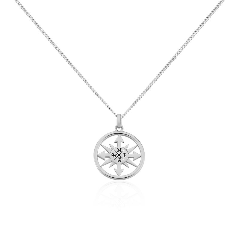 Herren Halskette Silber 925 Rhodiniert Windrose - Halsketten Herren | OROVIVO