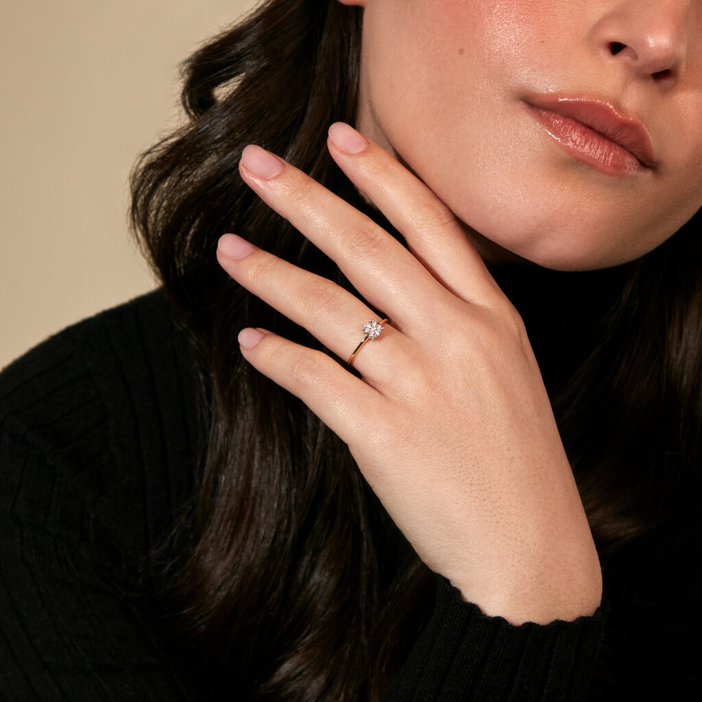 PETALI Damen Ring Gold 585 (14 Karat) Diamant Wei&szlig; 0,01 ct Kreis