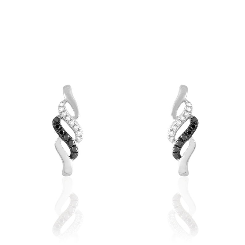 Boucles D'oreilles Puces Anita Or Blanc Diamant - Spannringe Damen | OROVIVO
