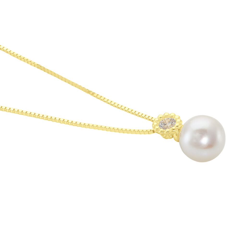HARMONY Damen Collier Gold 375 (9 Karat) Zuchtperle Wei&szlig;