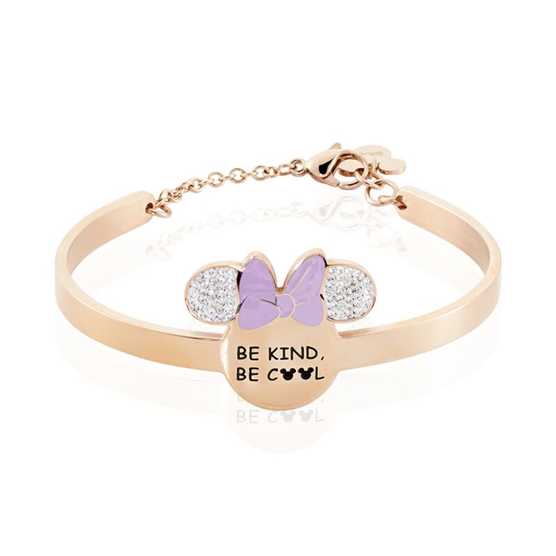 Bracelet Jonc Disney Acier Doré Rose Cristaux - Spannringe Damen | OROVIVO