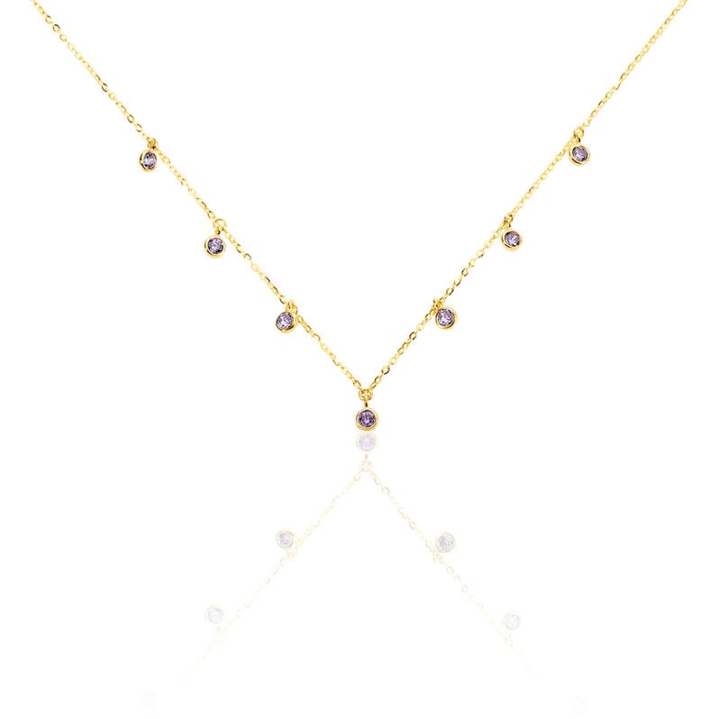 TALILA 1 Damen Collier Gold 375 (9 Karat) Zirkonia Violett 0,16 ct Kreis - Halsketten Damen | OROVIVO