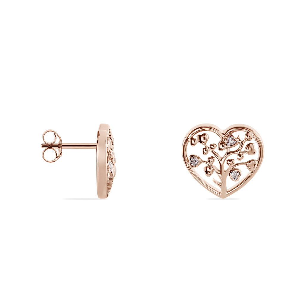 Damen Ohrringe Lang Silber rosevergoldet 925 Diamant 0,02ct Herz Lebensbaum Riana  - Ohrringe mit Stein Damen | OROVIVO