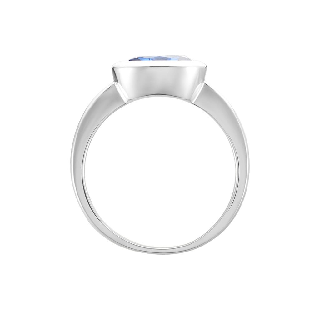 Olivia Damen Ring Silber 925 Glas Blau Oval