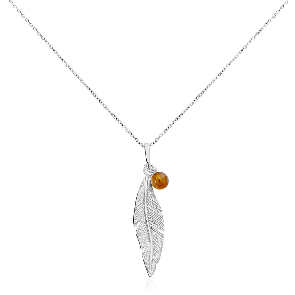 Collier Argent Adriane Plume Ambre - Spannringe Damen | OROVIVO