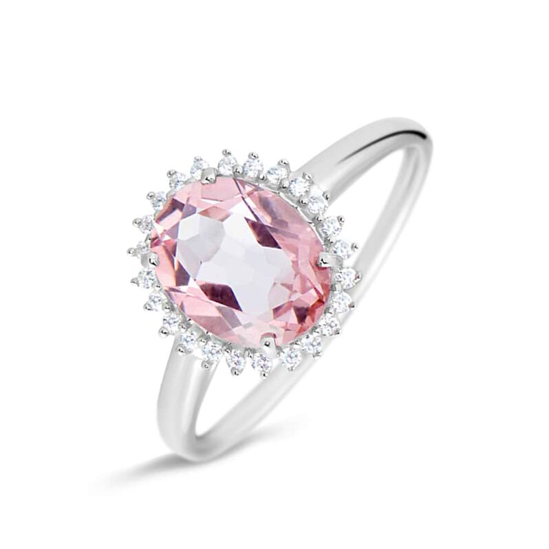 Anello Solitario Amélie Oro Bianco Topazio Cubic Zirconia - Spannringe Damen | OROVIVO