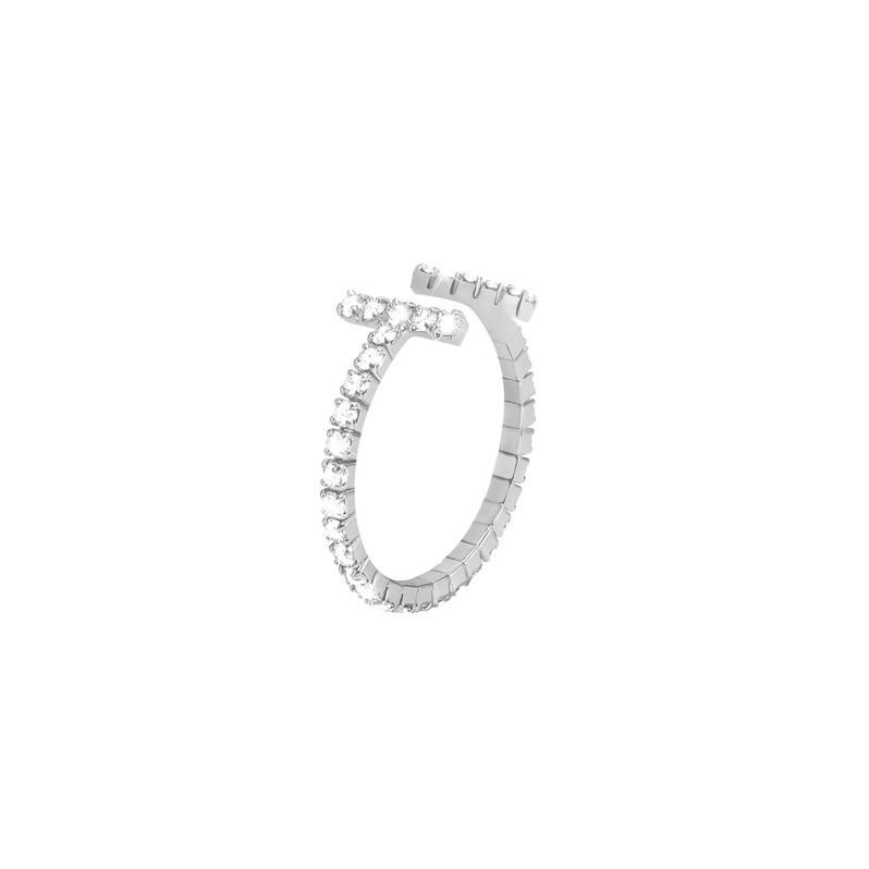 Anello in metallo rodiato e cristalli - Spannringe Damen | OROVIVO