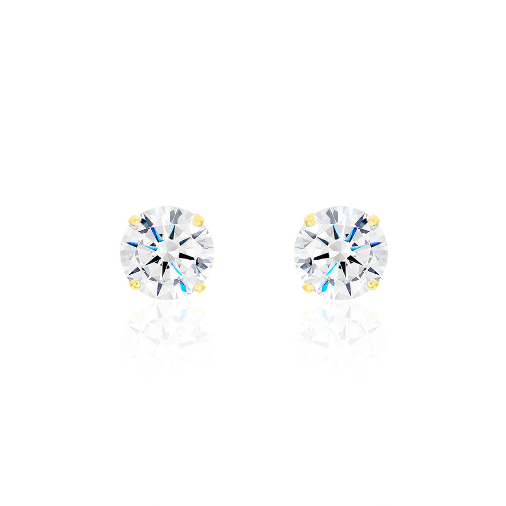 KRAPPE 4 Damen Ohrstecker Gold 375 (9 Karat) Zirkonia Weiß 4,7 ct Kreis, Ohrstecker mit Stein