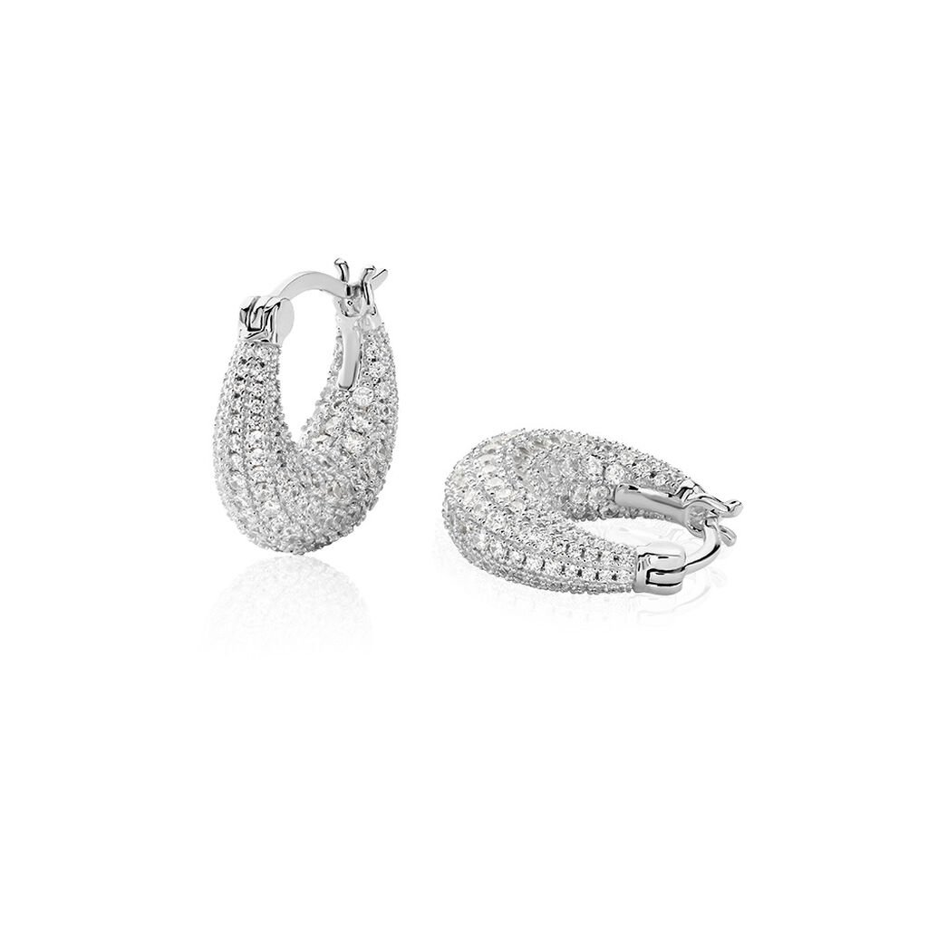 CATALINA Damen Creolen Silber 925 Zirkonia Weiß 2,72 ct Oval, Creolen mit Stein