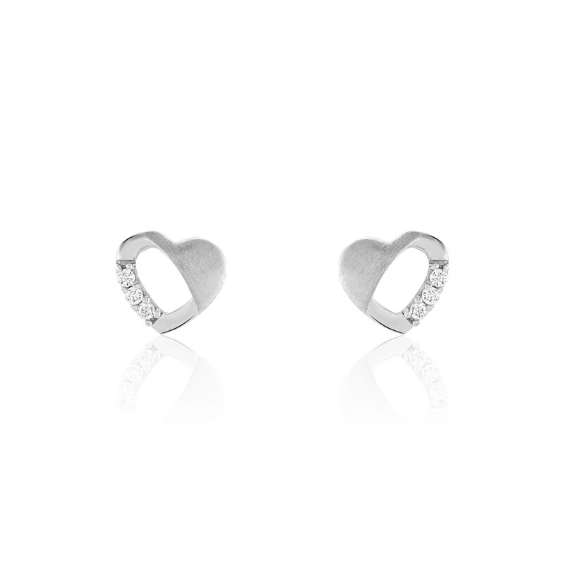 LILITH HERZ 5 Kinder Ohrstecker Silber 925 Zirkonia Wei&szlig; Herz - Ohrstecker Kinder | OROVIVO