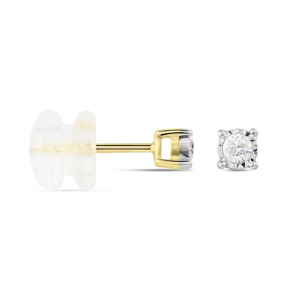 Illusion Damen Ohrstecker Gold 375 (9 Karat) Diamant Wei&szlig; 0,08 ct Viereck