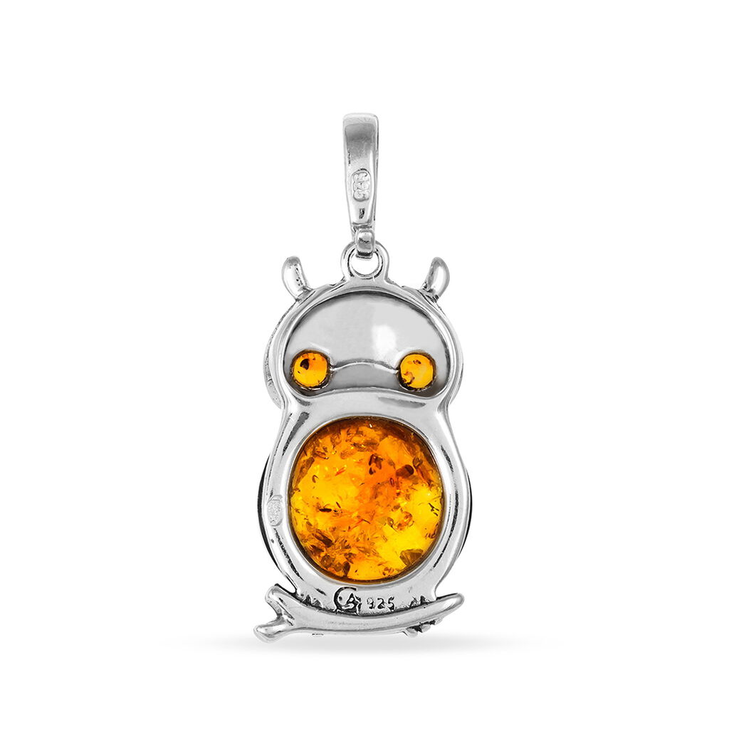 Pendentif Argent Hibou Ambre Cognac - Spannringe Damen | OROVIVO