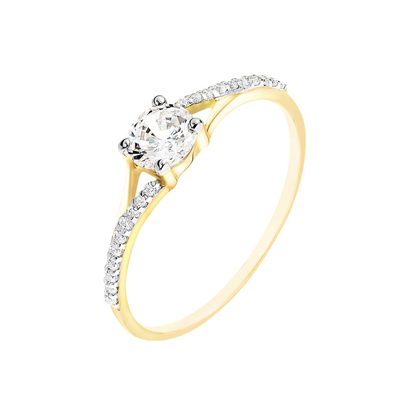Anello Solitario Claire Oro Giallo Cubic Zirconia - Spannringe Damen | OROVIVO