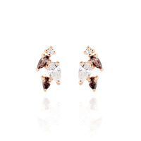 INA Damen Ohrstecker Silber rosevergoldet 925 Zirkonia Multicolour