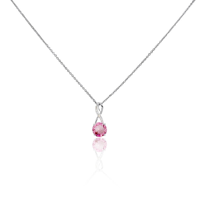 Collier Or Blanc Tourmaline Et Diamant - Spannringe Damen | OROVIVO