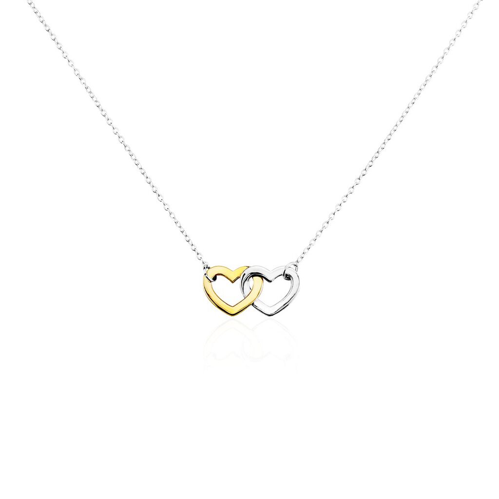 Damen Collier Silber Bicolor Gelb/Silber 925 Herz 1,20mm  - Halsketten Damen | OROVIVO