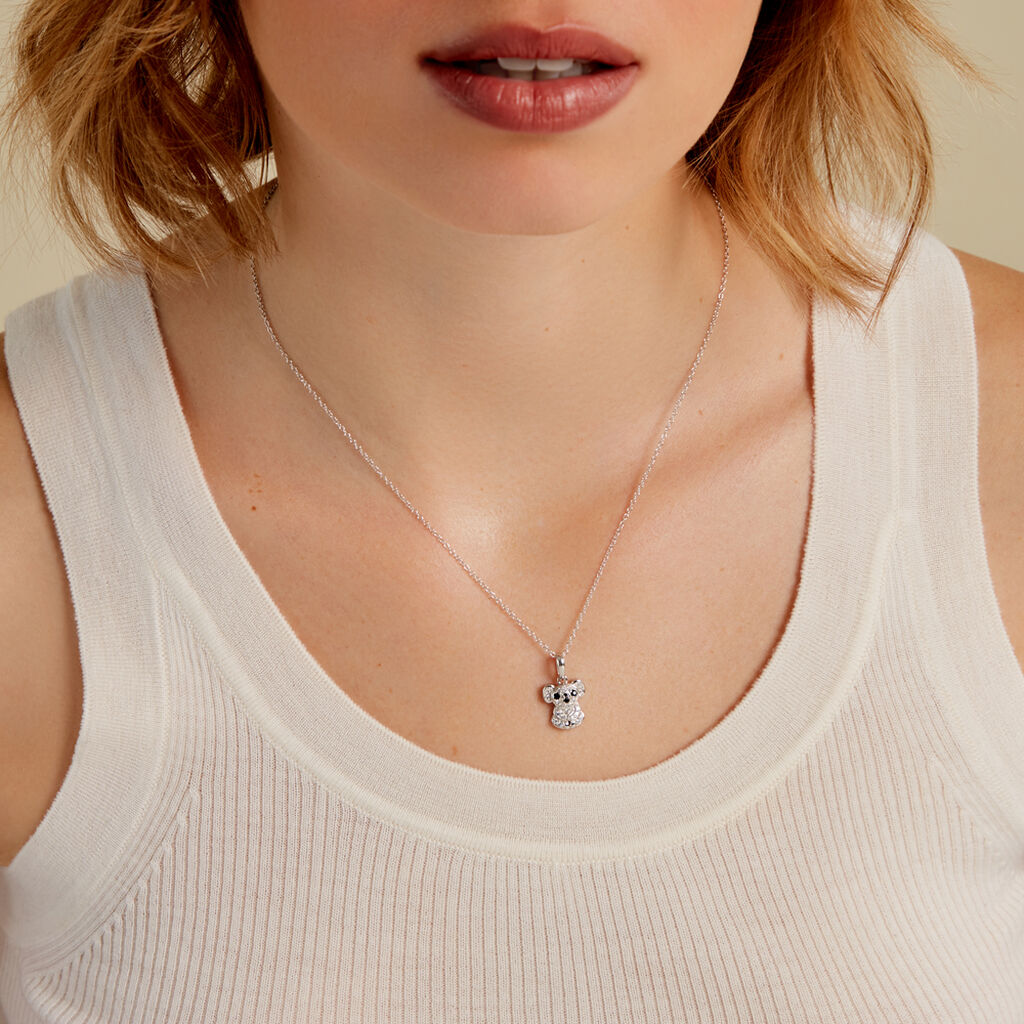 FINJA Damen Collier Silber 925 Saphir Schwarz 0,060 ct B 1,2 mm