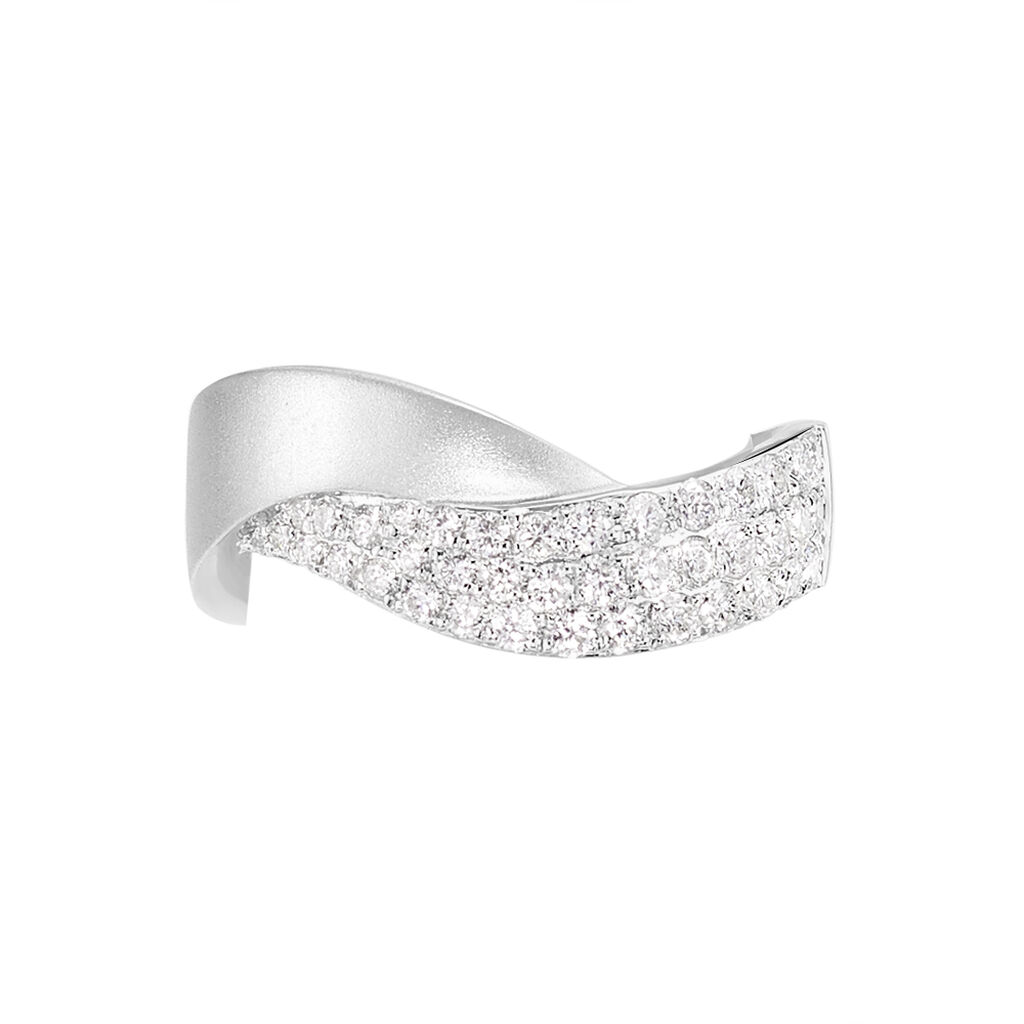 Damen Ring Wei&szlig;gold 750 (18 Karat) Diamant Wei&szlig; 0,48 ct Welle