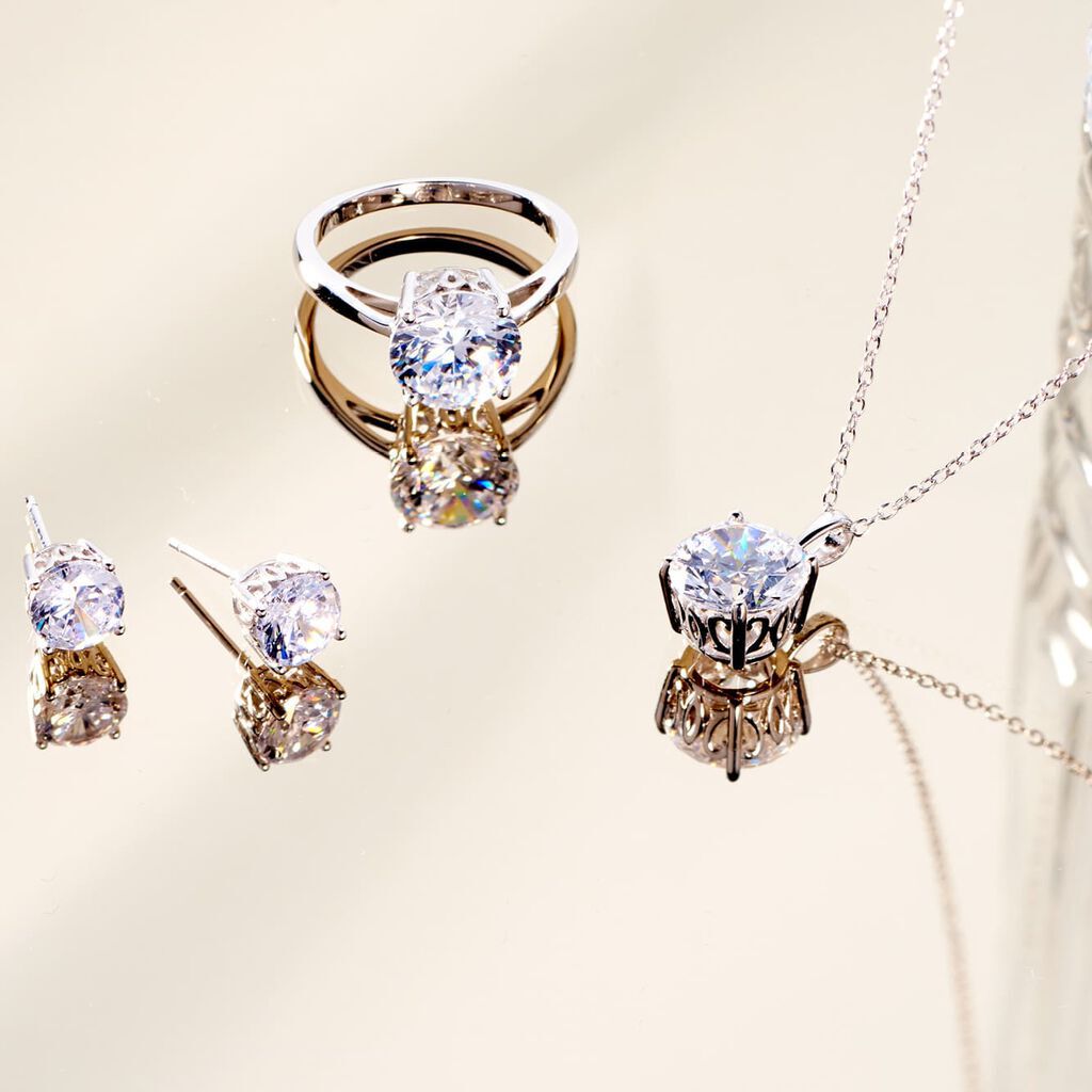 RESI Damen Collier Silber 925 Zirkonia Wei&szlig; 6,3 ct