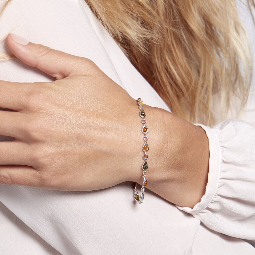 Bracelet Argent Blanc Weronika Ambre - Spannringe Damen | OROVIVO