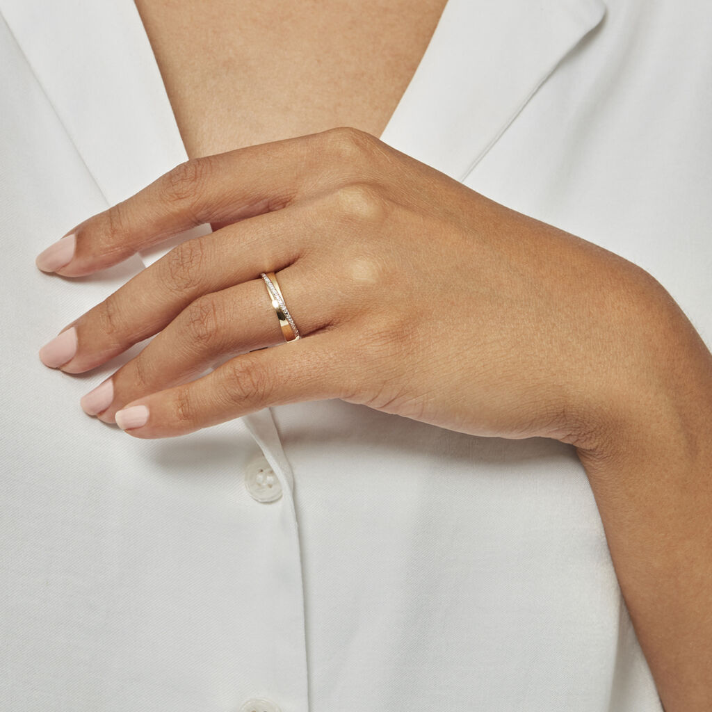 TIMIRA Damen Ring Gold 375 (9 Karat) Diamant Wei&szlig; 0,01 ct