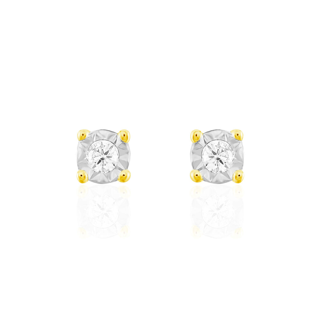 Illusion Damen Ohrstecker Gold 375 (9 Karat) Diamant Weiß 0,06 ct B 3 mm, Ohrstecker mit Stein