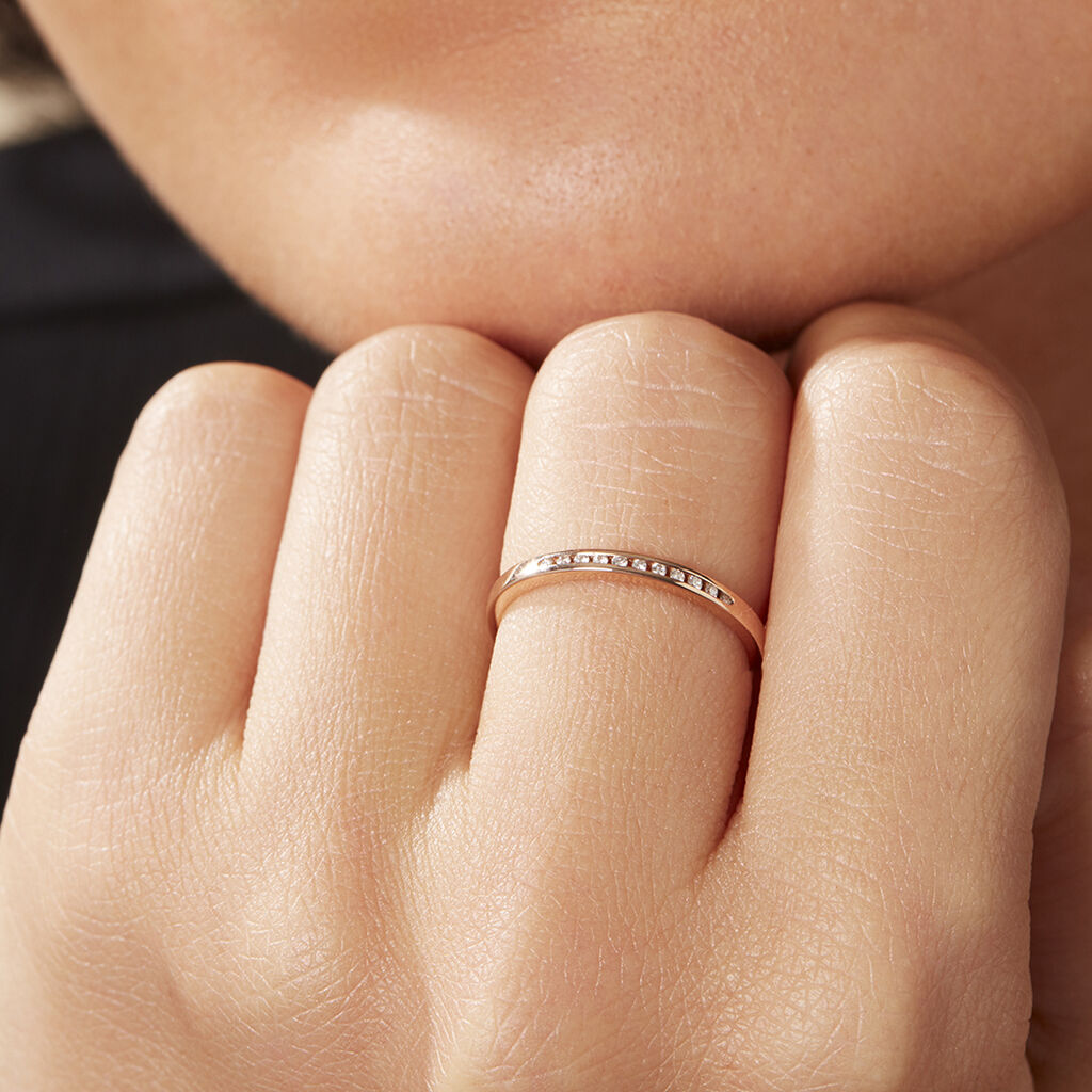 Damen Ring Rosegold 585 Rund Weiß Memo Jata - Ringe mit Stein Damen | OROVIVO