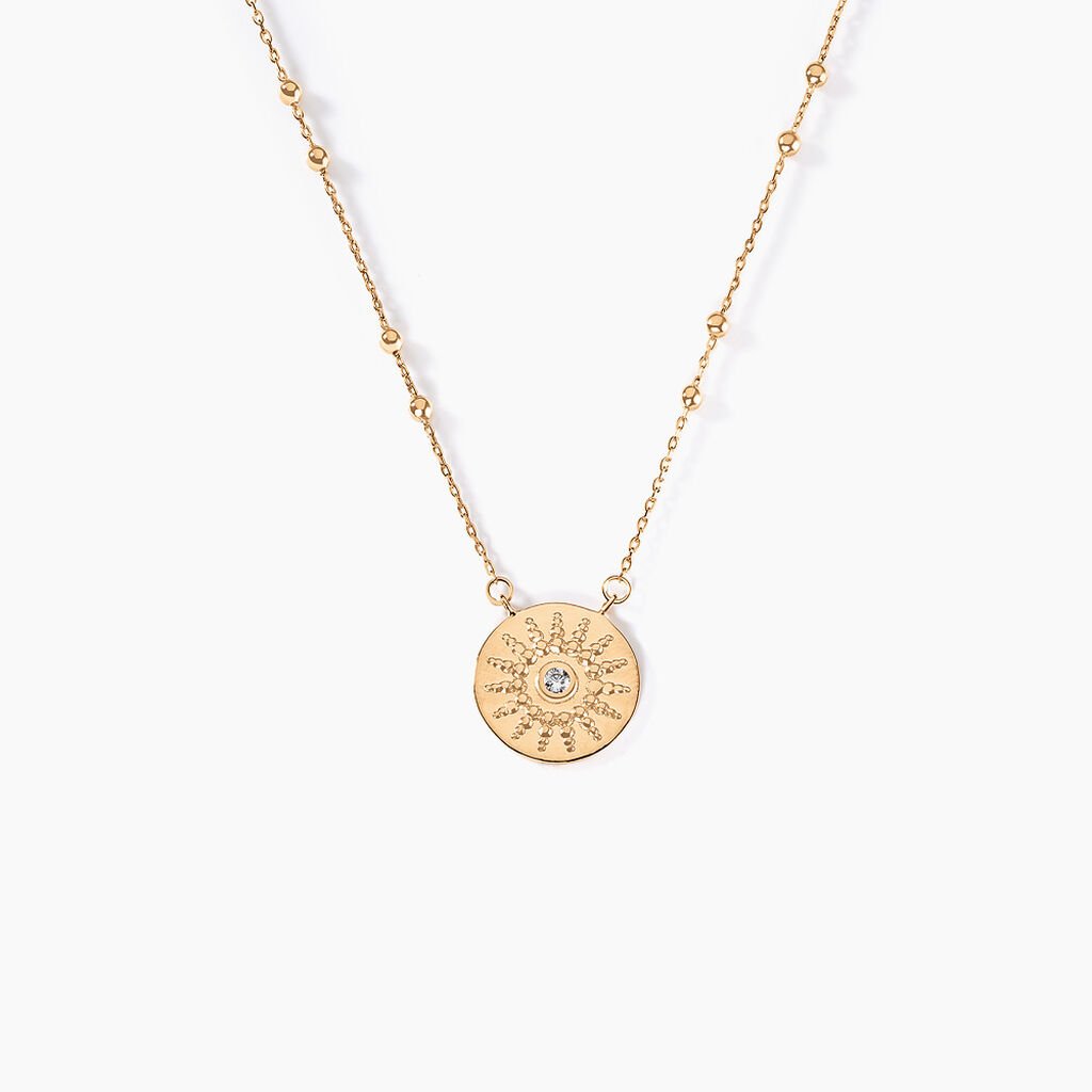 Collier Plaque Or Artea Pastille Soleil Oxyde - Spannringe Damen | OROVIVO