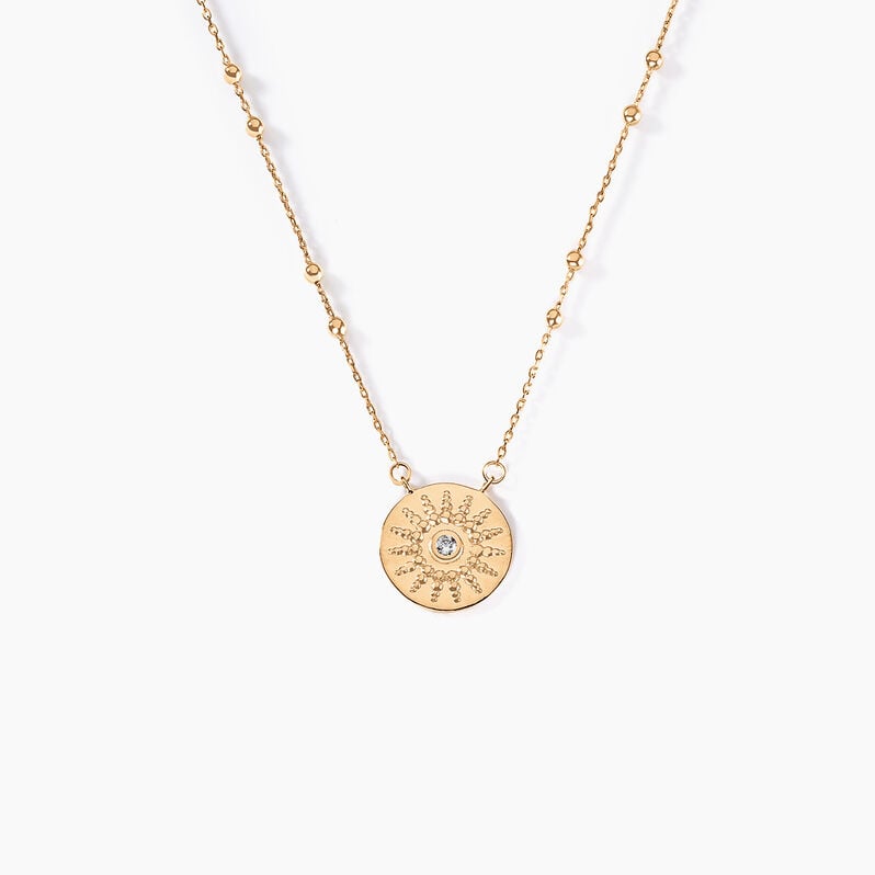 Collier Plaque Or Artea Pastille Soleil Oxyde - Spannringe Damen | OROVIVO