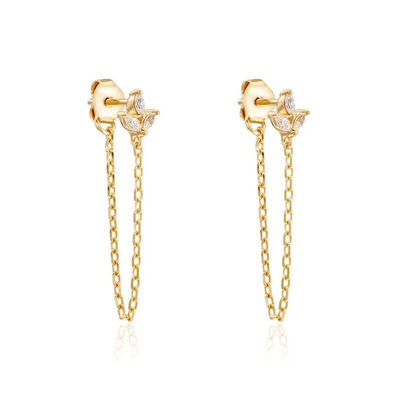 Boucles D'oreilles Pendantes Erma Plaqué Or Doré Oxyde De Zirconium - Spannringe Damen | OROVIVO