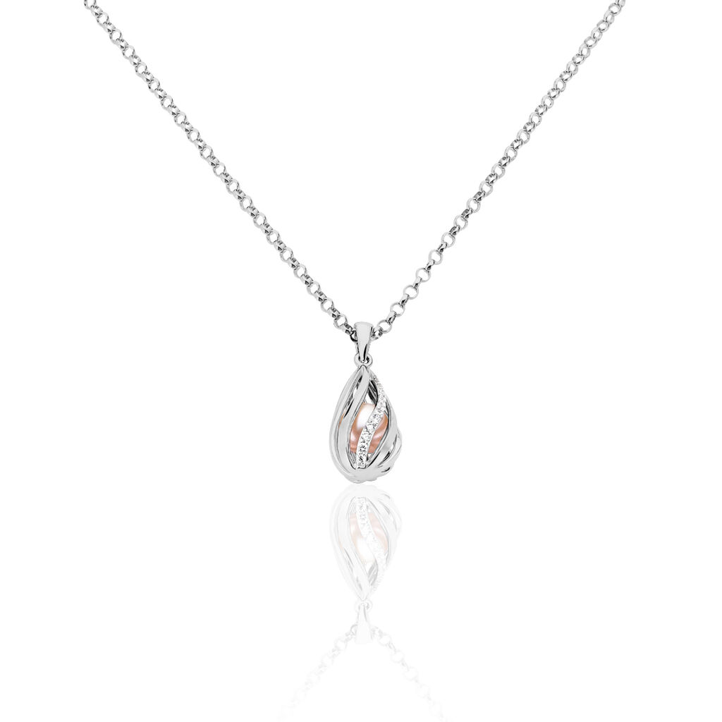 Damen Halskette Silber 925 Zuchtperle Zirkonia -  Damen | OROVIVO
