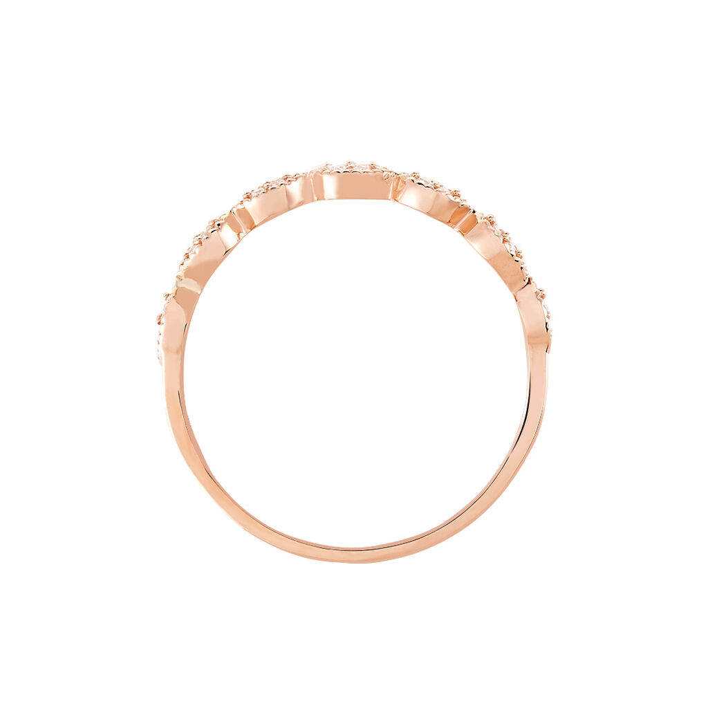 HESTIA Damen Ring Rosegold 375 (9 Karat) Zirkonia Wei&szlig; Tropfen