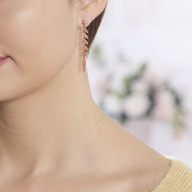 Damen Ohrstecker Lang Silber 925 Rosé Vergoldet  - Ohrstecker lang Damen | OROVIVO