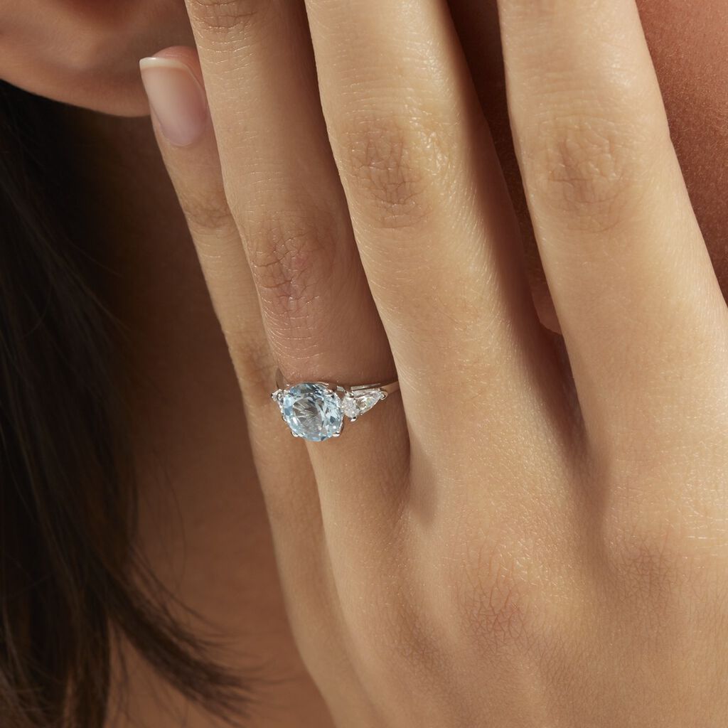 Bague Giana Or Blanc Topaze Et Oxyde De Zirconium - Spannringe Damen | OROVIVO