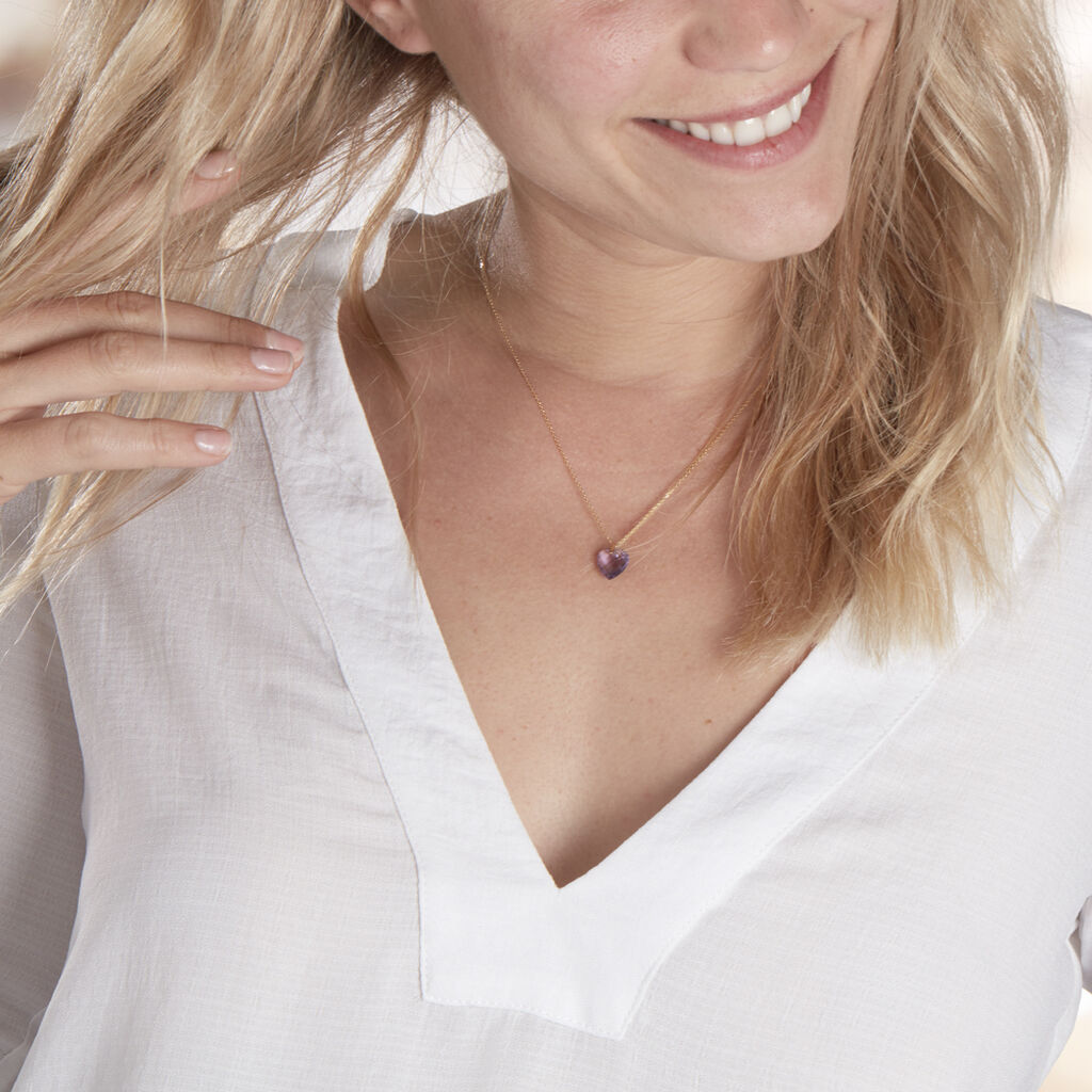 Collier Or Jaune Ludmille Coeur Amethyste - Spannringe Damen | OROVIVO